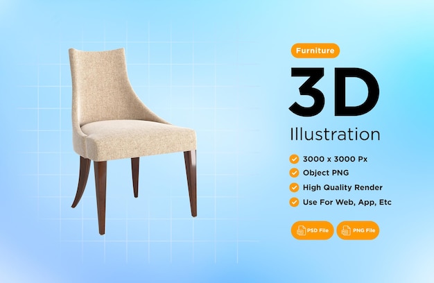 Armchair for home and office on a transparent background isolated object png 3D rendering
