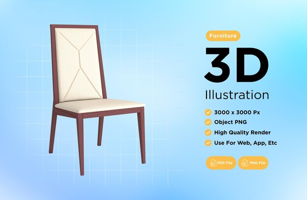 armchair for home and office on a transparent background isolated object png 3d rendering