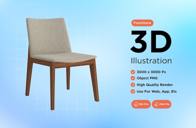 armchair for home and office on a transparent background isolated object png 3d rendering