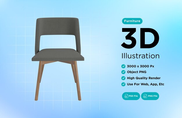 Armchair for home and office on a transparent background isolated object png 3D rendering