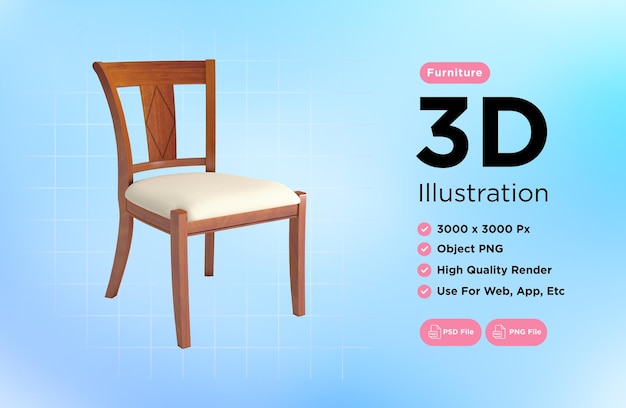 Armchair for home and office on a transparent background isolated object png 3D rendering