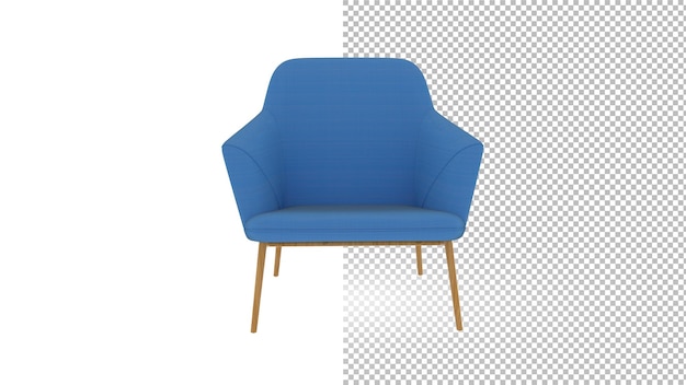 Armchair front view without shadow 3d render
