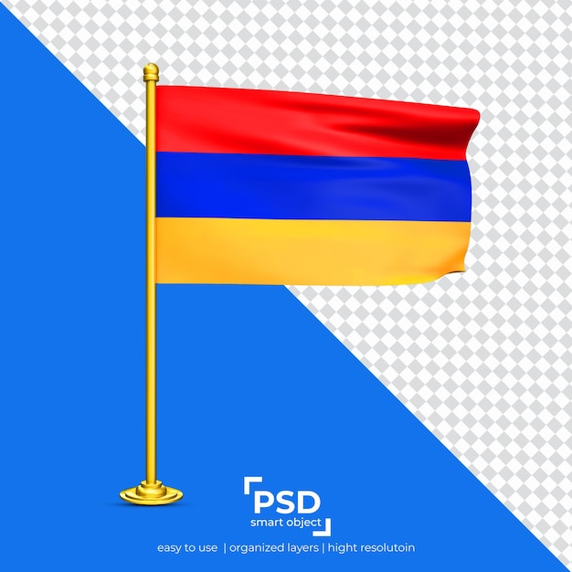 Armenia bandera ondeante conjunto aislado sobre fondo transparente