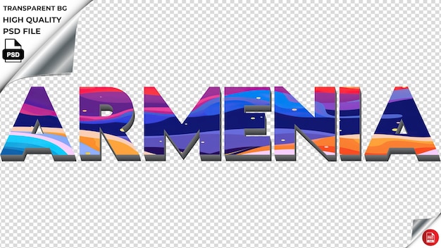 PSD arménie typographie plate colorée texte texture psd transparent