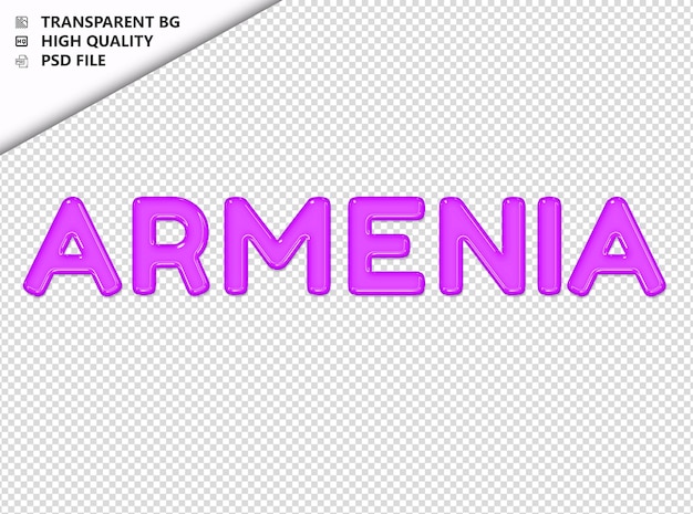 PSD arménie typographie texte violet verre brillant psd transparent