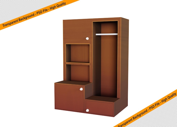 PSD armoire en bois élégante modèle 3d