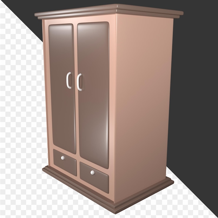 PSD une armoire en bois avec un fond noir