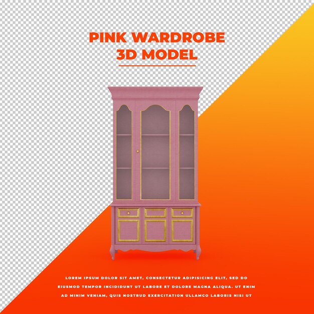 Armoire Rose Modèle Isolé 3d