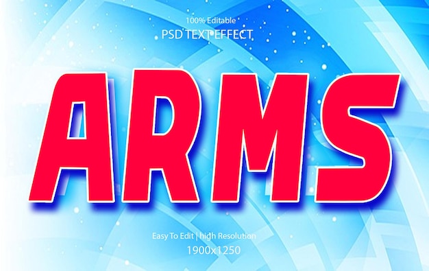 PSD arms psd efeito de texto 3d totalmente editável de alta qualidade