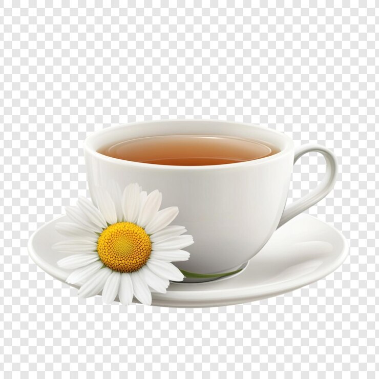 PSD aromatische kamillentee-tasse der ruhe und gelassenheit