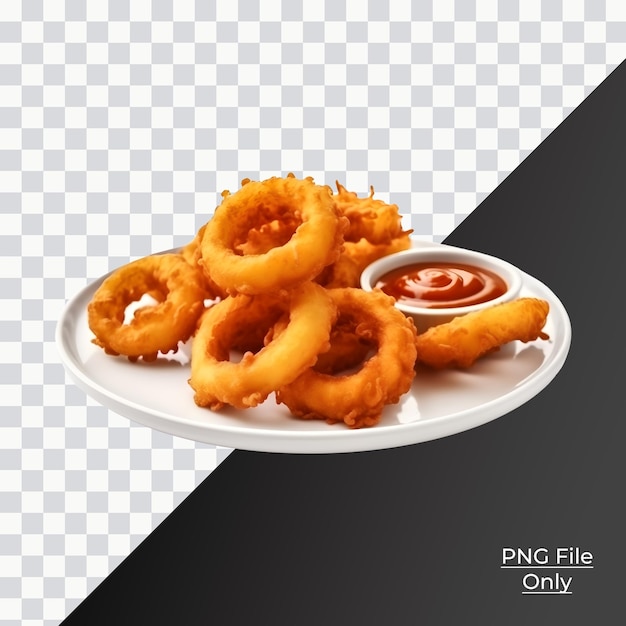 PSD aros de cebolla y papas fritas solo png premium psd