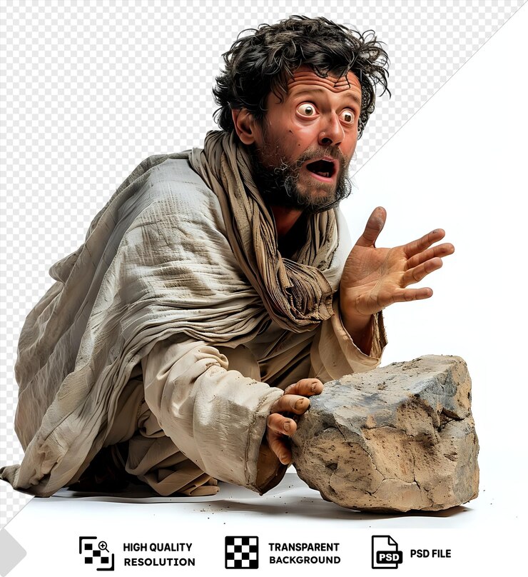 PSD arqueólogo surpreendido que descobre um artefato antigo png psd