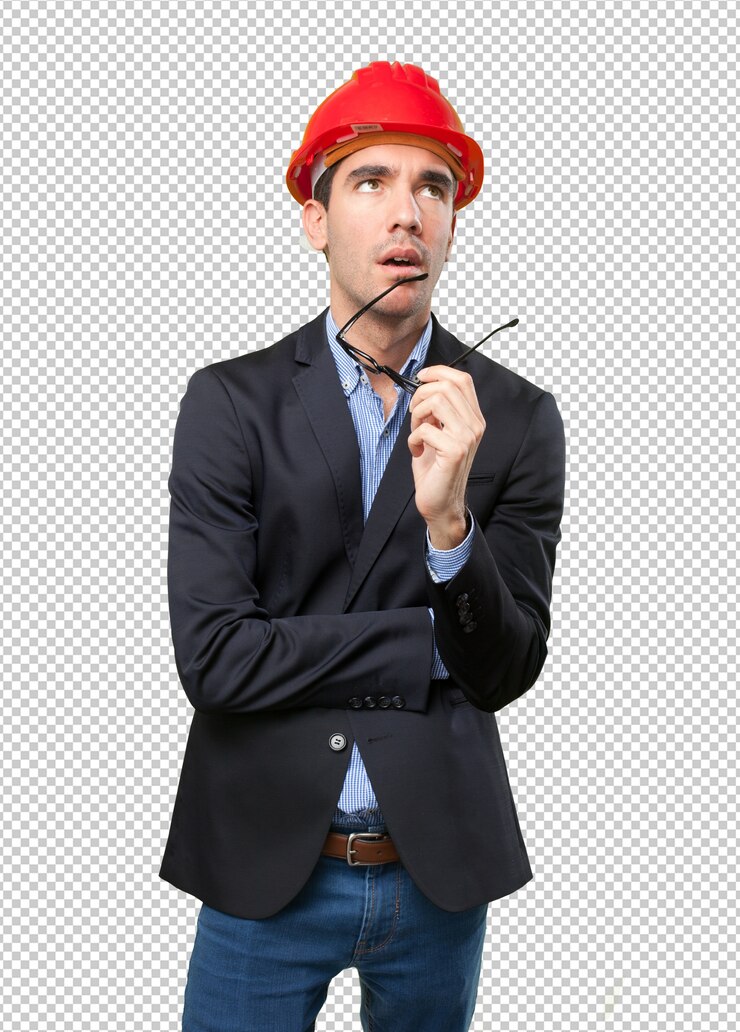 PSD arquitecto joven dudando