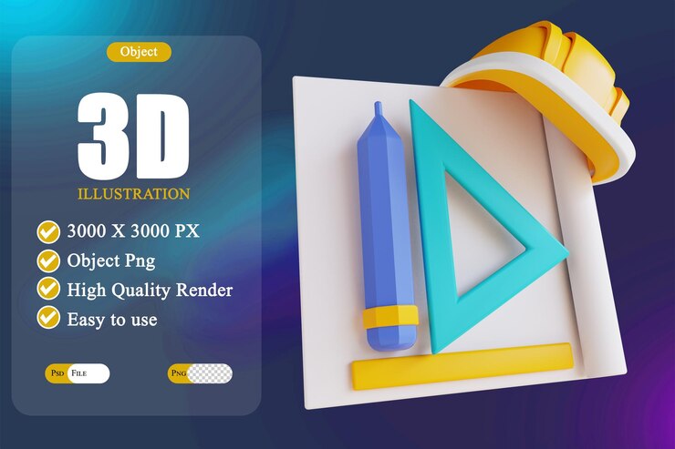 PSD arquitectura de herramientas de ilustración 3d 6