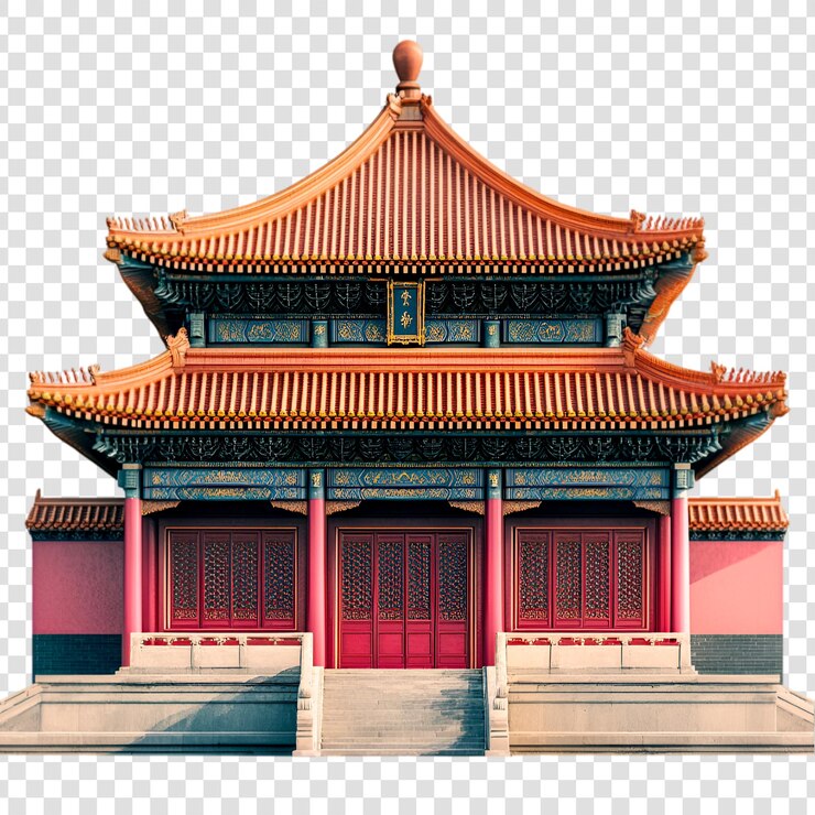 PSD arquitectura majestuosa del palacio chino edificio rojo antiguo