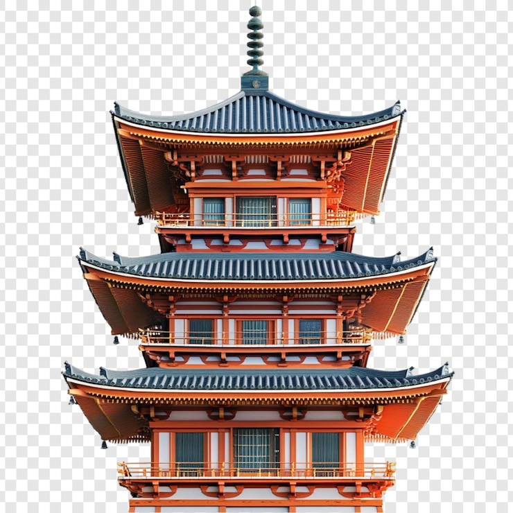PSD arquitectura de pagoda japonesa de tres pisos diseño belleza tranquilidad