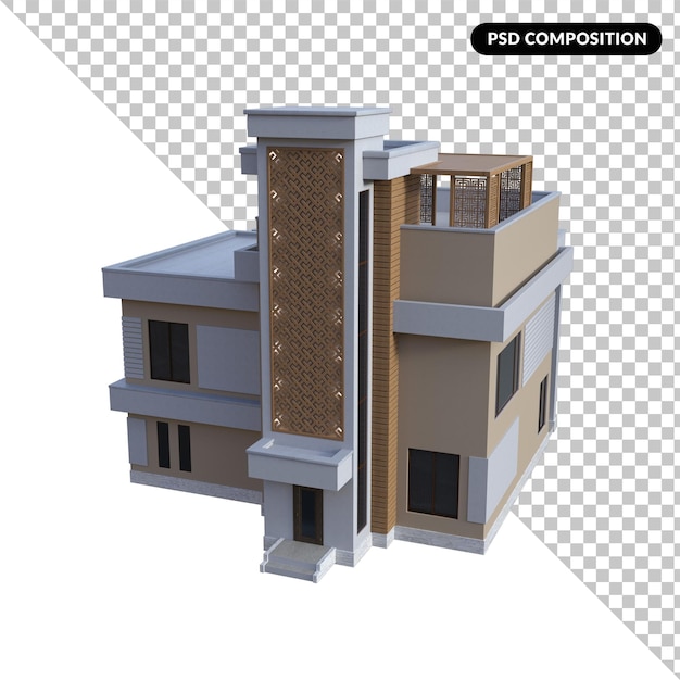 PSD arquitetura de casa isolada renderização em 3d