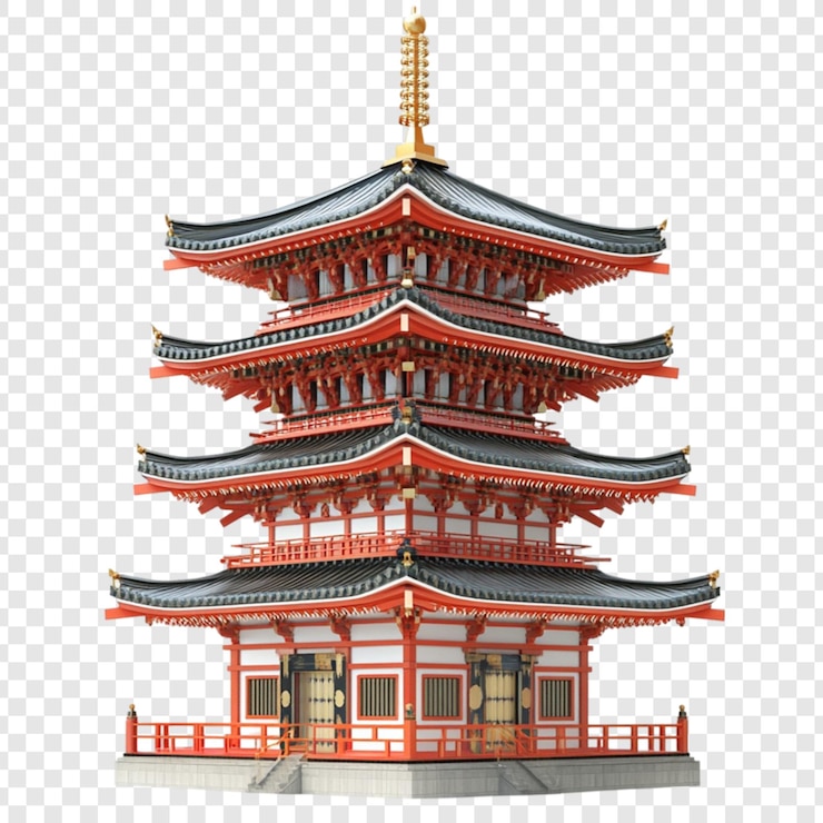 PSD arquitetura de pagoda vermelha japonesa design de templo asiático