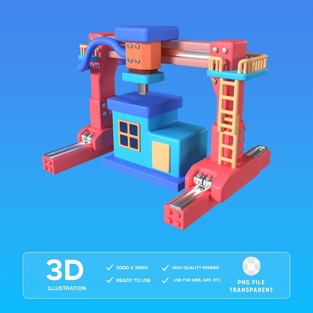 Arquitetura PSD impressora 3D Ilustração 3D
