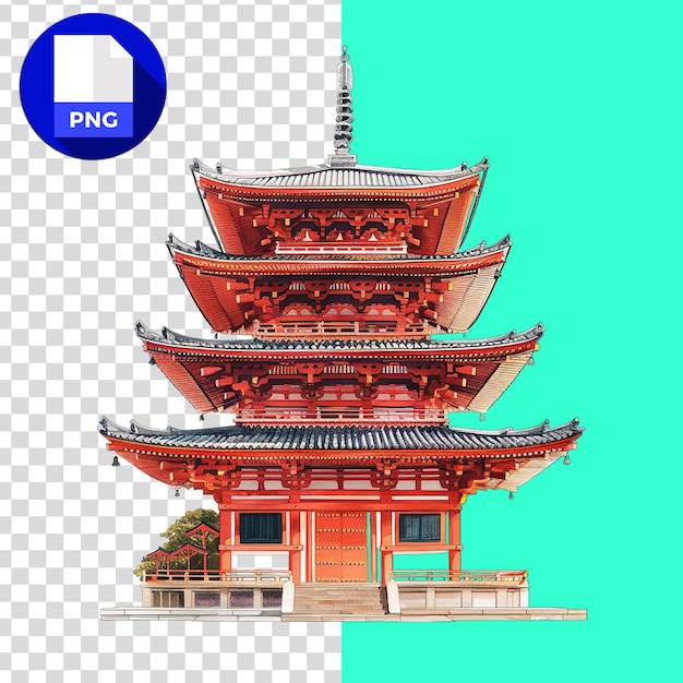 PSD arquitetura tradicional japonesa edifício de templo pagoda transparente