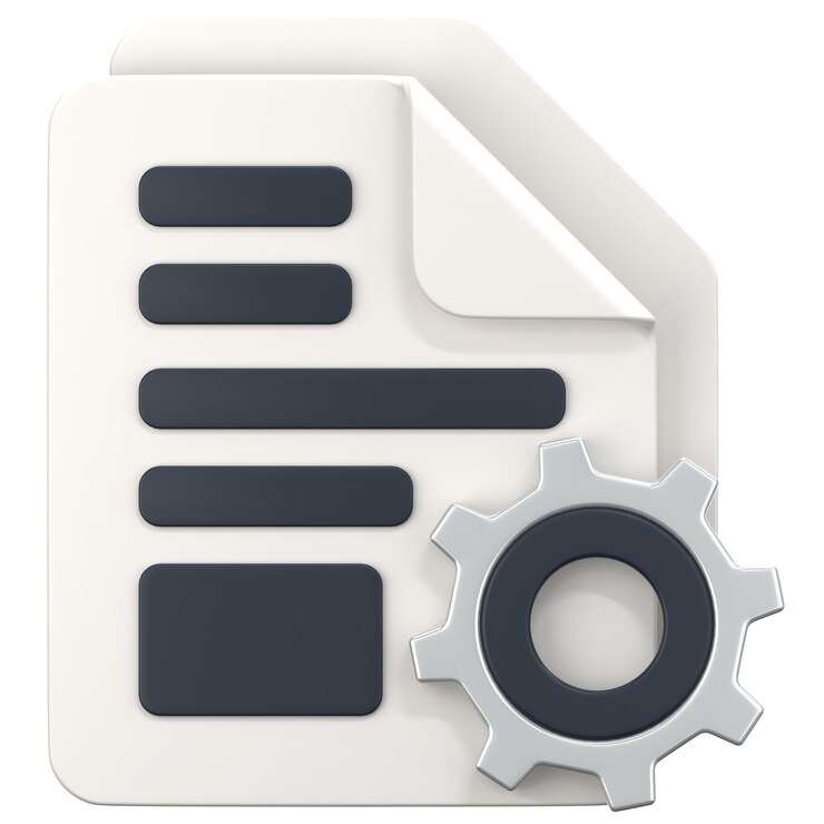 PSD arquivo branco com sinal de configuração ilustração de ícone 3d low poly style