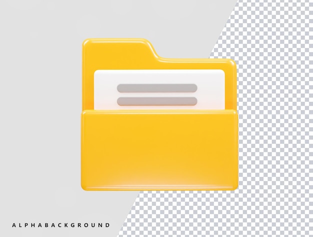 Arquivo de ícone de pasta Ilustração 3D Elemento transparente