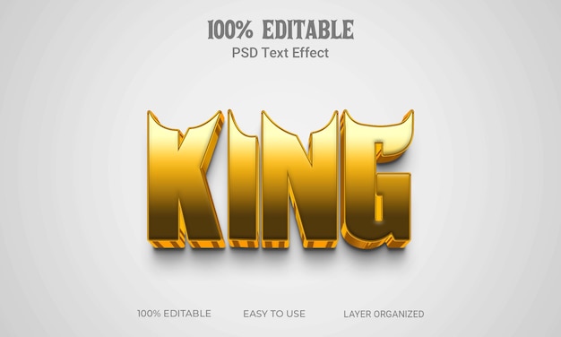 Arquivo editável de efeito de texto 3D King