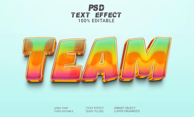 Arquivo psd da equipe de estilo de efeito de texto 3d