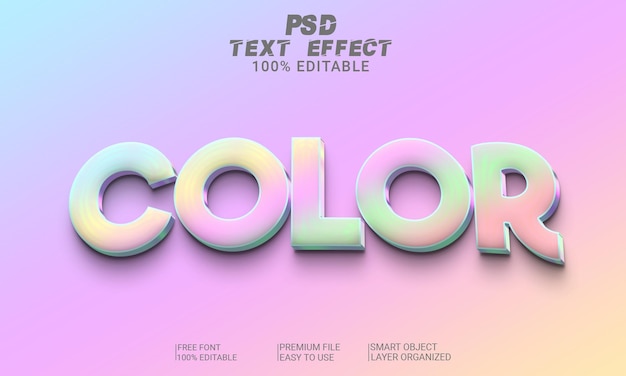 Arquivo psd de efeito de texto 3d colorido