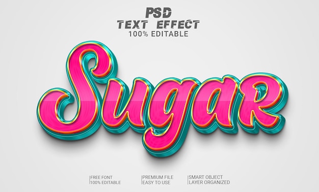 PSD arquivo psd de efeito de texto 3d de açúcar