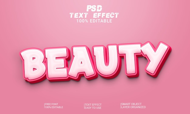 Arquivo PSD de efeito de texto 3D de beleza