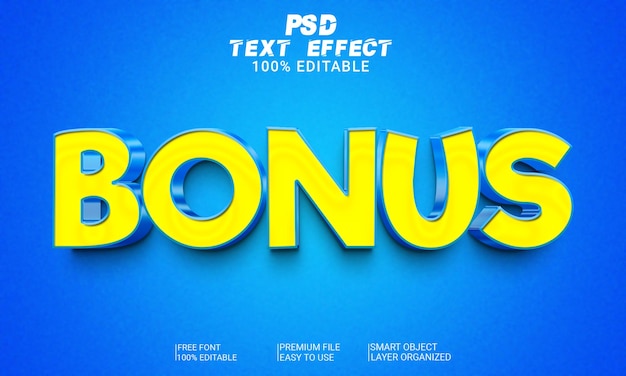 Arquivo psd de efeito de texto 3d de bônus