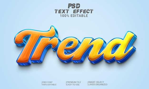 Arquivo PSD de Efeito de Texto 3D de Tendência