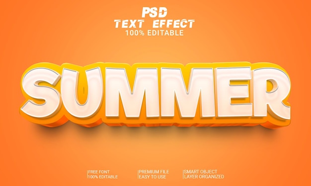 Arquivo PSD de efeito de texto 3D de verão