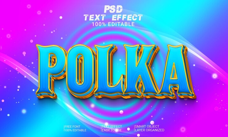 PSD arquivo psd de efeito de texto 3d polca