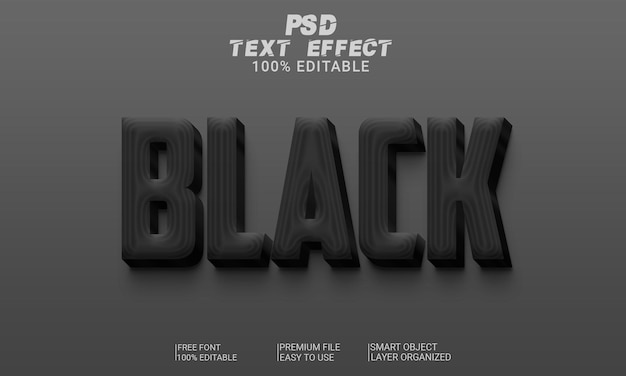 Arquivo psd de efeito de texto 3d preto