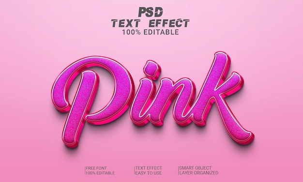 Arquivo psd de efeito de texto 3d rosa