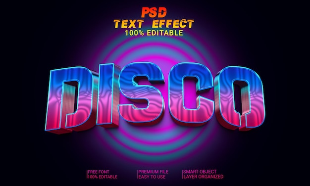 PSD arquivo psd de efeito de texto disco 3d