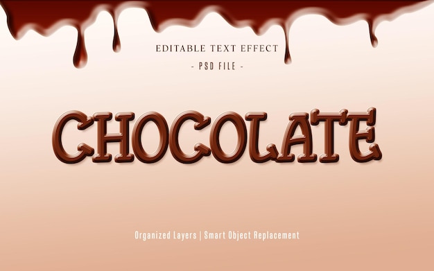 arquivo psd de efeito de texto editável de chocolate
