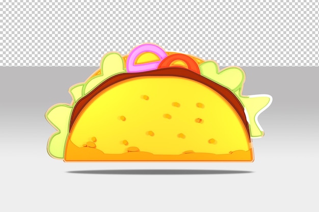 Arquivo psd de fundo transparente de taco de comida modelo 3D com vista frontal