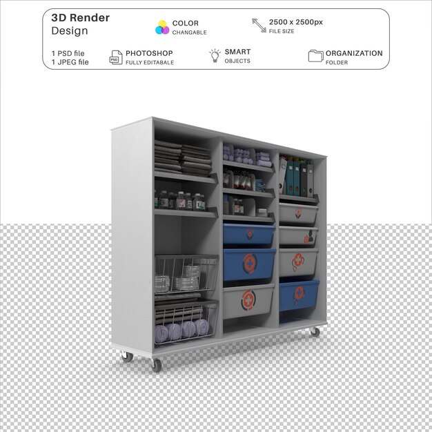 PSD arquivo psd de modelagem 3d de carrinho médico