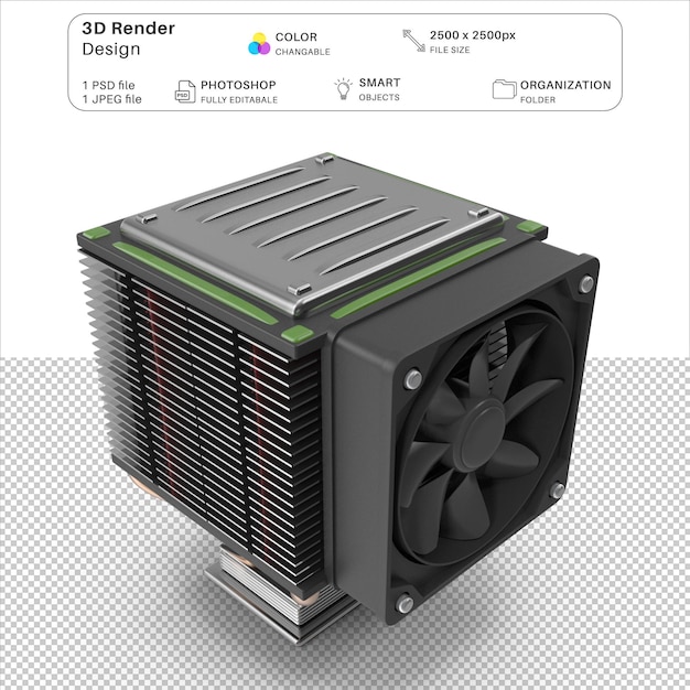 Arquivo PSD de modelagem 3D de desenho animado de CPU