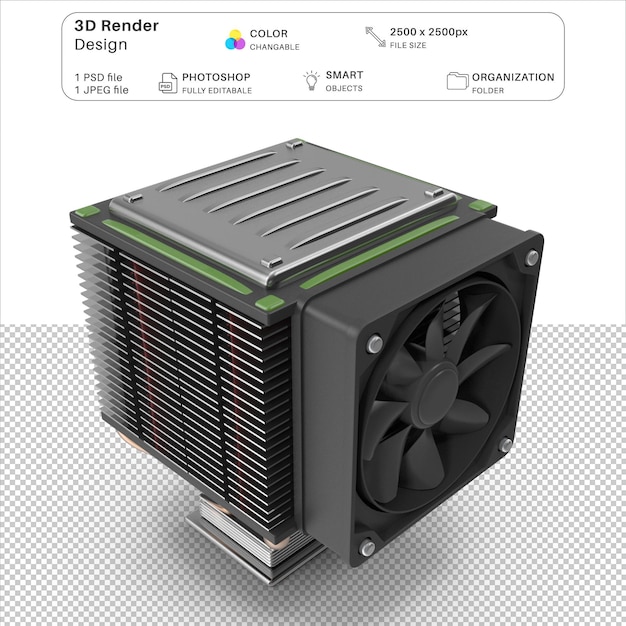 PSD arquivo psd de modelagem 3d de desenho animado de cpu