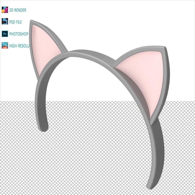 Arquivo PSD de modelagem 3D de faixa de cabeça de gato