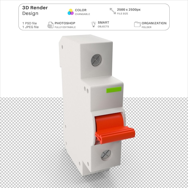 PSD arquivo psd de modelagem 3d de fusível automático