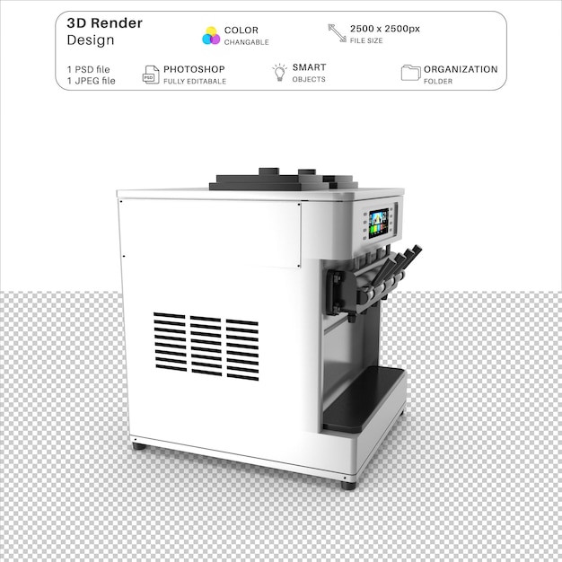 PSD arquivo psd de modelagem 3d de máquina de sorvete