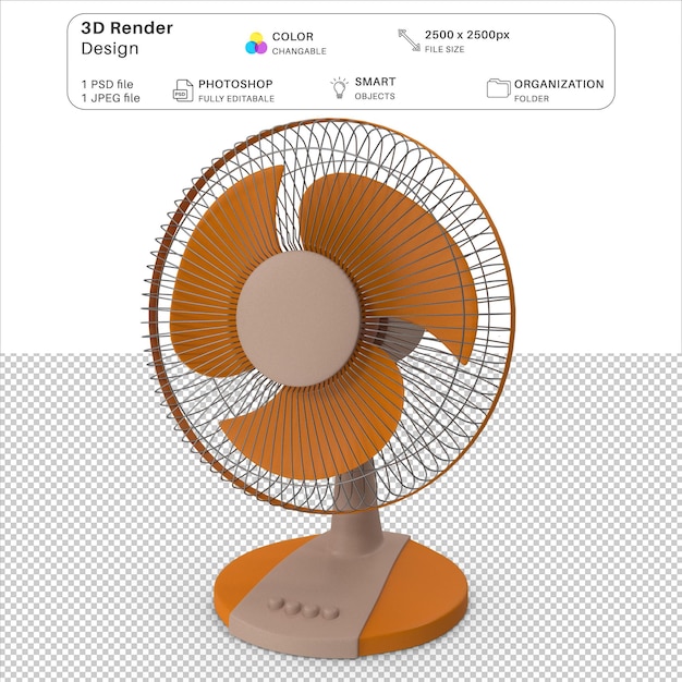Arquivo PSD de modelagem 3D de ventilador de pé