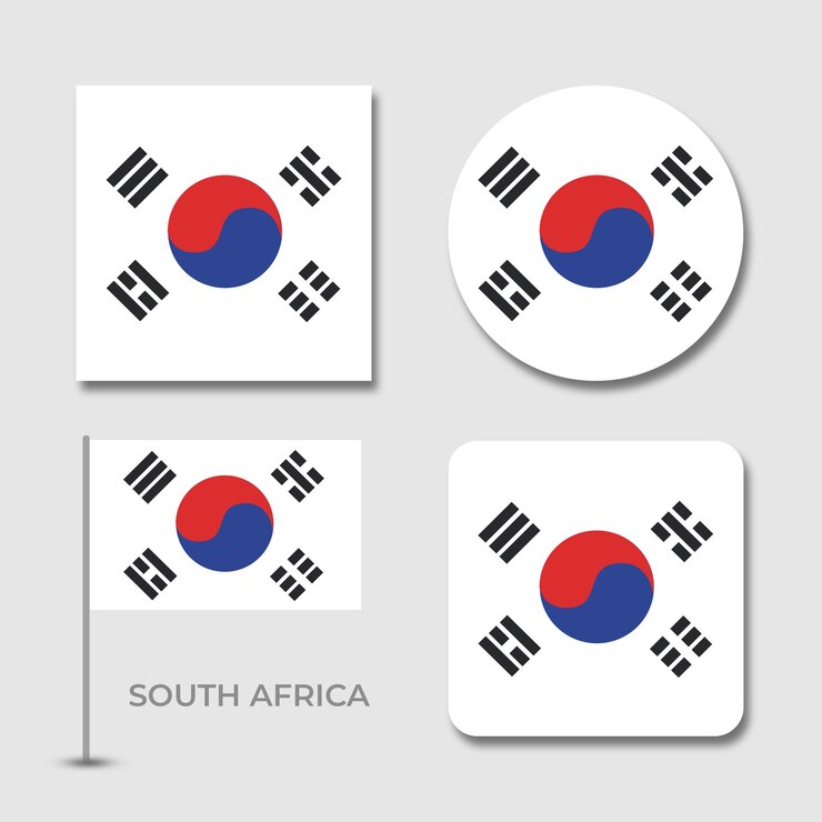 PSD arquivo psd de modelo de cenografia de bandeiras nacionais da coreia do sul