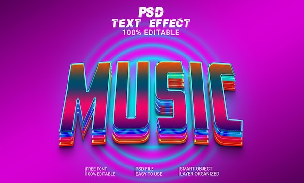 Arquivo psd de música de efeito de texto 3d