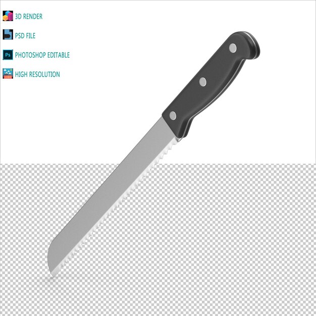 PSD arquivo psd de renderização 3d da black knife